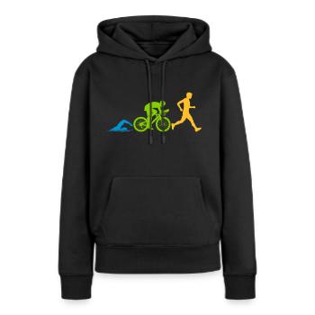 Sport Triathlon Wettkampf - Frauen Premium Bio Hoodie - Schwarz - Vorne - Julia (174cm)