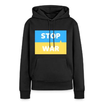 Stop the war in Ukraine - Women’s Premium Organic Hoodie - black - Front - Julia (174cm)