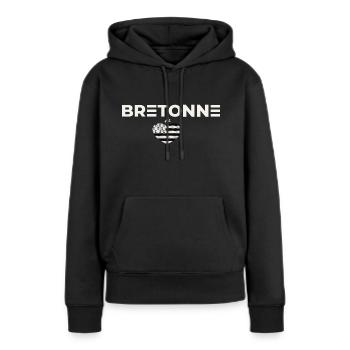 bretonne de coeur - Sweat à capuche Premium bio Femme - noir - Devant - Julia (174cm)