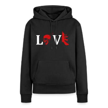 LOVE - Frauen Premium Bio Hoodie - Schwarz - Vorne - Julia (174cm)