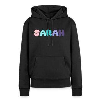 Name - Sarah - Frauen Premium Bio Hoodie - Schwarz - Vorne - Julia (174cm)