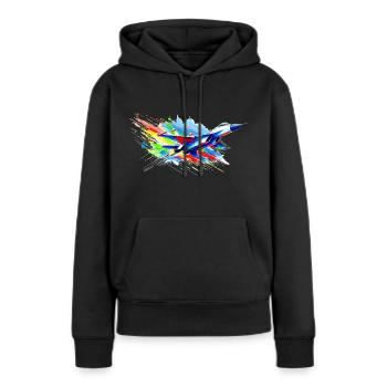 Kampfjet - Farbsplash - Frauen Premium Bio Hoodie - Schwarz - Vorne - Julia (174cm)