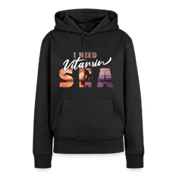 J’ai besoin de vitamines mer - Voilier maritim - Sweat à capuche Premium bio Femme - noir - Devant - Julia (174cm)