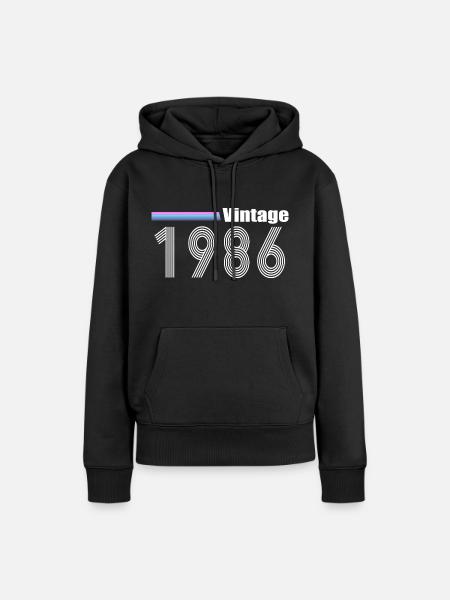 1986 - Sweat à capuche Premium bio Femme - noir