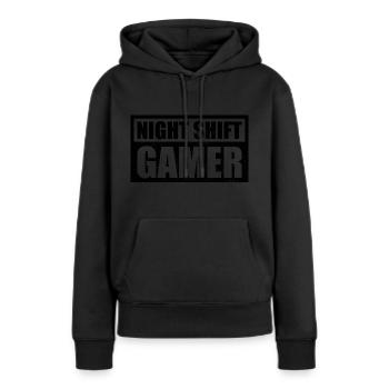 Gaming Night Shift Gamer - Sweat à capuche Premium bio Femme - noir - Devant - Julia (174cm)