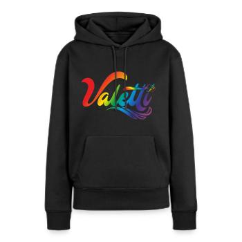 Valetti Rainbow vorn - Frauen Premium Bio Hoodie - Schwarz - Vorne - Julia (174cm)