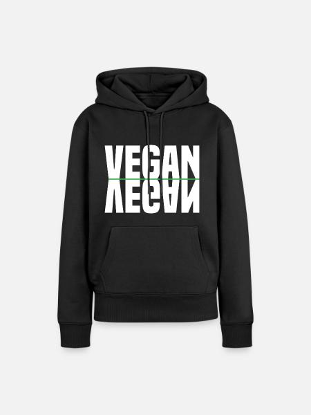 Vegan Gespiegelt - Frauen Premium Bio Hoodie - Schwarz