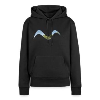 Himmel und Palmenwelle - Frauen Premium Bio Hoodie - Schwarz - Vorne - Julia (174cm)
