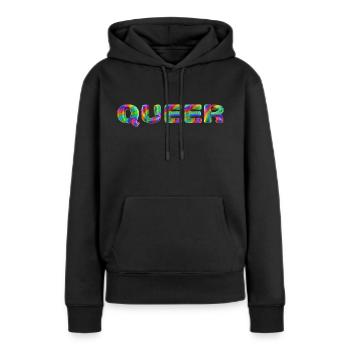 Queer - Sweat à capuche Premium bio Femme - noir - Devant - Julia (174cm)