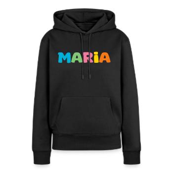 Nom - Maria - Sweat à capuche Premium bio Femme - noir - Devant - Julia (174cm)