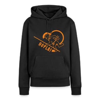 Oups! - Hoplite trébuchant - Sweat à capuche Premium bio Femme - noir - Devant - Julia (174cm)