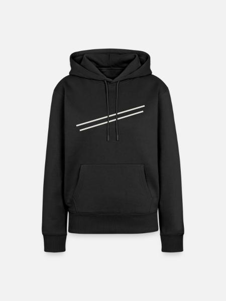 Minimal Streifen - Frauen Premium Bio Hoodie - Schwarz