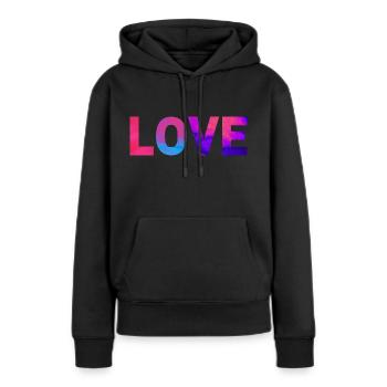 LOVE. One shirt, one word. - Women’s Premium Organic Hoodie - black - Front - Julia (174cm)