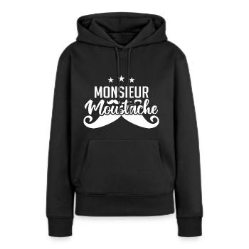 Monsieur Moustache - Sweat à capuche Premium bio Femme - noir - Devant - Julia (174cm)