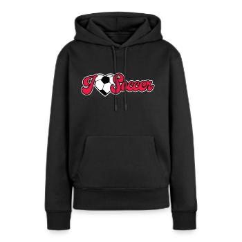 I love Soccer - Frauen Premium Bio Hoodie - Schwarz - Vorne - Julia (174cm)
