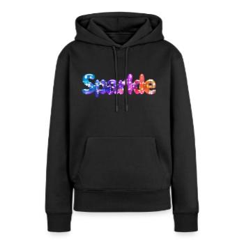 Effet de texte scintillant - Sweat à capuche Premium bio Femme - noir - Devant - Julia (174cm)