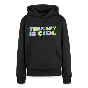 Therapy Is Cool - Frauen Premium Bio Hoodie - Schwarz - Vorne - Julia (174cm)
