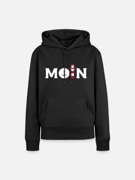 Moin - Anker und Leuchtturm - Frauen Premium Bio Hoodie - Schwarz