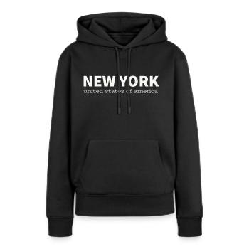 NEW YORK - Frauen Premium Bio Hoodie - Schwarz - Vorne - Julia (174cm)