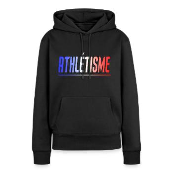 ATHLETISME ATHLETE COUREUR CADEAU SPORT FRANCE - Sweat à capuche Premium bio Femme - noir - Devant - Julia (174cm)