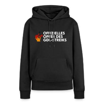 Opfer des Bahnstreiks - Frauen Premium Bio Hoodie - Schwarz - Vorne - Julia (174cm)