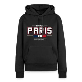 Paris - Sweat à capuche Premium bio Femme - noir - Devant - Julia (174cm)
