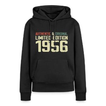 1956 Geburtstagsgeschenk 1956 Jahrgang 1956 Retro - Frauen Premium Bio Hoodie - Schwarz - Vorne - Julia (174cm)