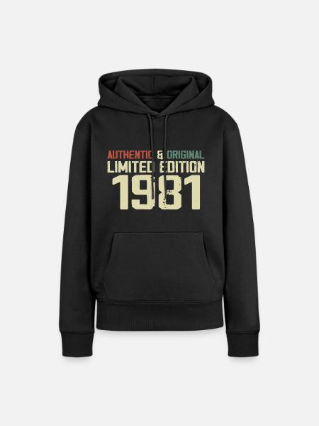 1981 Geburtstagsgeschenk 1981 Jahrgang 1981 Retro - Frauen Premium Bio Hoodie - Schwarz