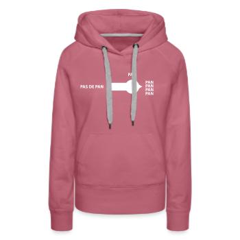 Humour Tir Sportif - Pan Pan - Armes et Munitions - Sweat à capuche Premium bio Femme - mauve - Devant - Isabella (175cm)