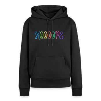 "HOOOOPE: eine positive Botschaft für Ihre Wände" - Frauen Premium Bio Hoodie - Schwarz - Vorne - Julia (174cm)