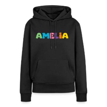 Name - Amelia - Frauen Premium Bio Hoodie - Schwarz - Vorne - Julia (174cm)