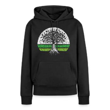 Arbre vert Co2 Climat Environnement Transition énergétique écologique bio - Sweat à capuche Premium bio Femme - noir - Devant - Julia (174cm)