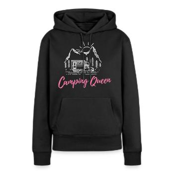 Camping Queen - Camperin Camping Königin - Sweat à capuche Premium bio Femme - noir - Devant - Julia (174cm)
