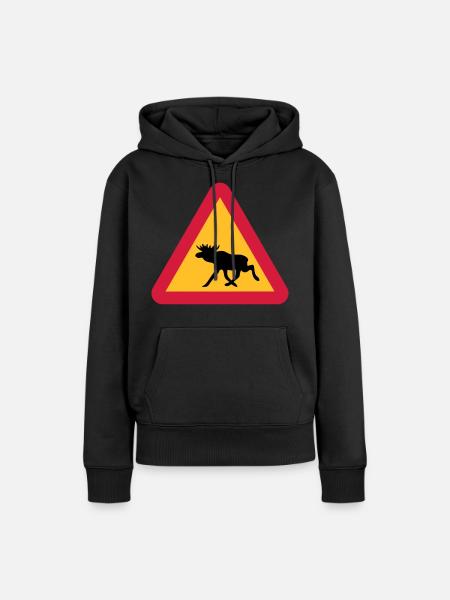 Panneau d'avertissement de l'orignal - Sweat à capuche Premium bio Femme - noir