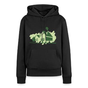 Häuser - Frauen Premium Bio Hoodie - Schwarz - Vorne - Julia (174cm)
