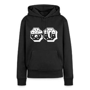 Numéro 60 - Sweat à capuche Premium bio Femme - noir - Devant - Julia (174cm)