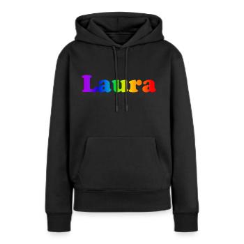 Laura - Frauen Premium Bio Hoodie - Schwarz - Vorne - Julia (174cm)