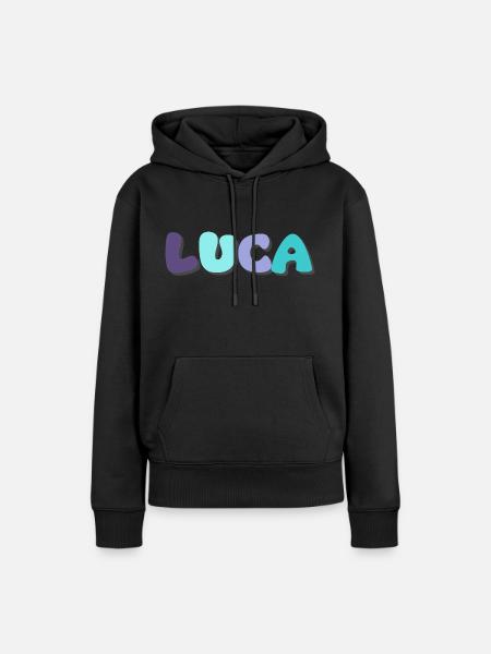 Name - Luca - Frauen Premium Bio Hoodie - Schwarz