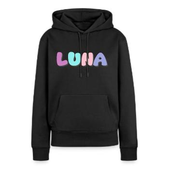 Name - Luna - Frauen Premium Bio Hoodie - Schwarz - Vorne - Julia (174cm)