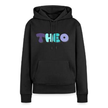 Name - Theo - Frauen Premium Bio Hoodie - Schwarz - Vorne - Julia (174cm)