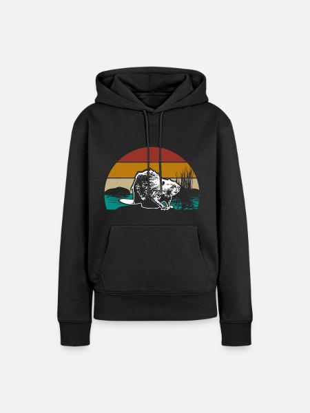 Biber Tier - Frauen Premium Bio Hoodie - Schwarz
