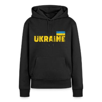 ukraine fahne - Frauen Premium Bio Hoodie - Schwarz - Vorne - Julia (174cm)