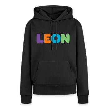 Name - Leon - Women’s Premium Organic Hoodie - black - Front - Julia (174cm)