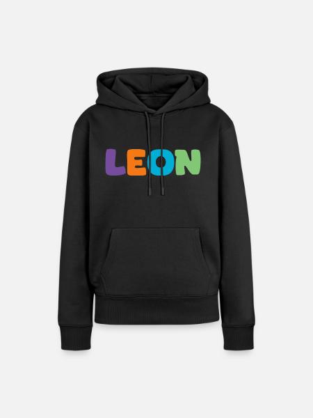 Name - Leon - Frauen Premium Bio Hoodie - Schwarz