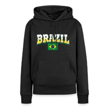 Brésil Fan - Sweat à capuche Premium bio Femme - noir - Devant - Julia (174cm)