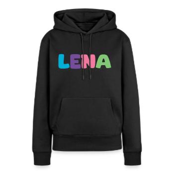 Nom - Lena - Sweat à capuche Premium bio Femme - noir - Devant - Julia (174cm)