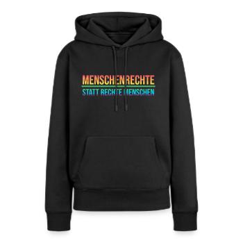 Menschenrechte Demonstration LGBTQ gegen Rechts - Frauen Premium Bio Hoodie - Schwarz - Vorne - Julia (174cm)