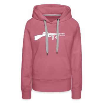 Thompson 45 ACP Maschinenpistole - Waffen - Frauen Premium Bio Hoodie - Malve - Vorne - Isabella (175cm)