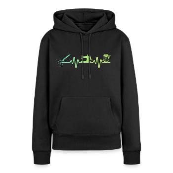 HERZSCHLAG NÄHEN - Frauen Premium Bio Hoodie - Schwarz - Vorne - Julia (174cm)