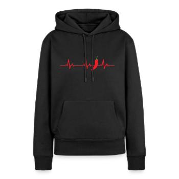 Chilli Herzschlag Ekg - Frauen Premium Bio Hoodie - Schwarz - Vorne - Julia (174cm)